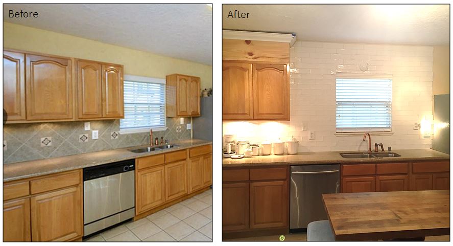 DIY Kitchen Backsplash Before and After