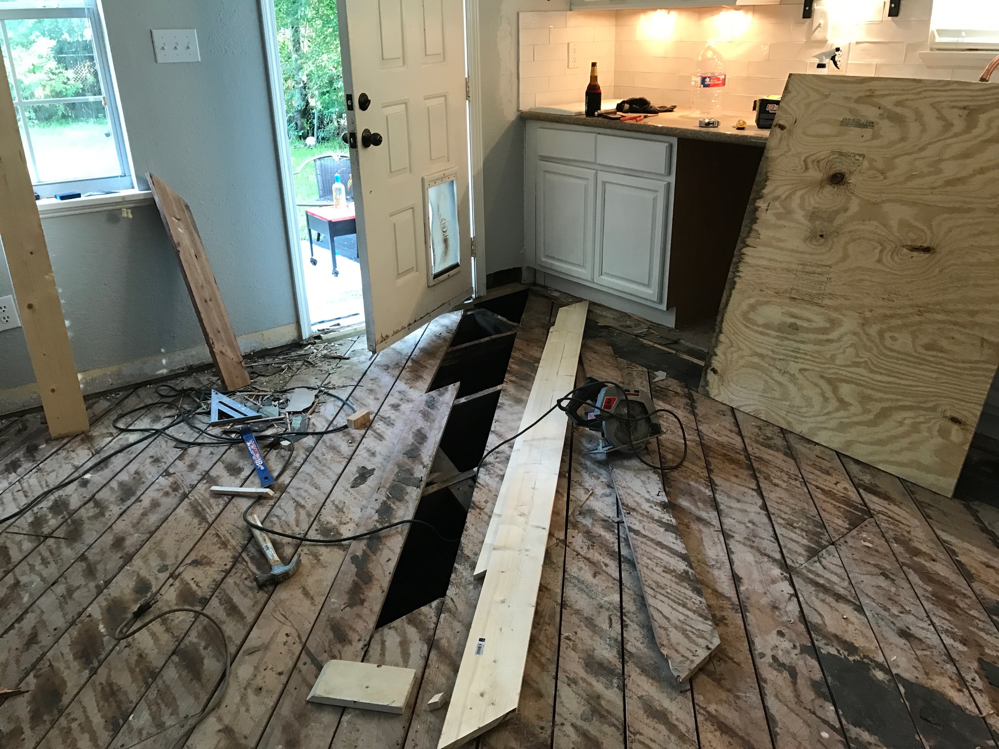 wood kitchen floor, tile diy