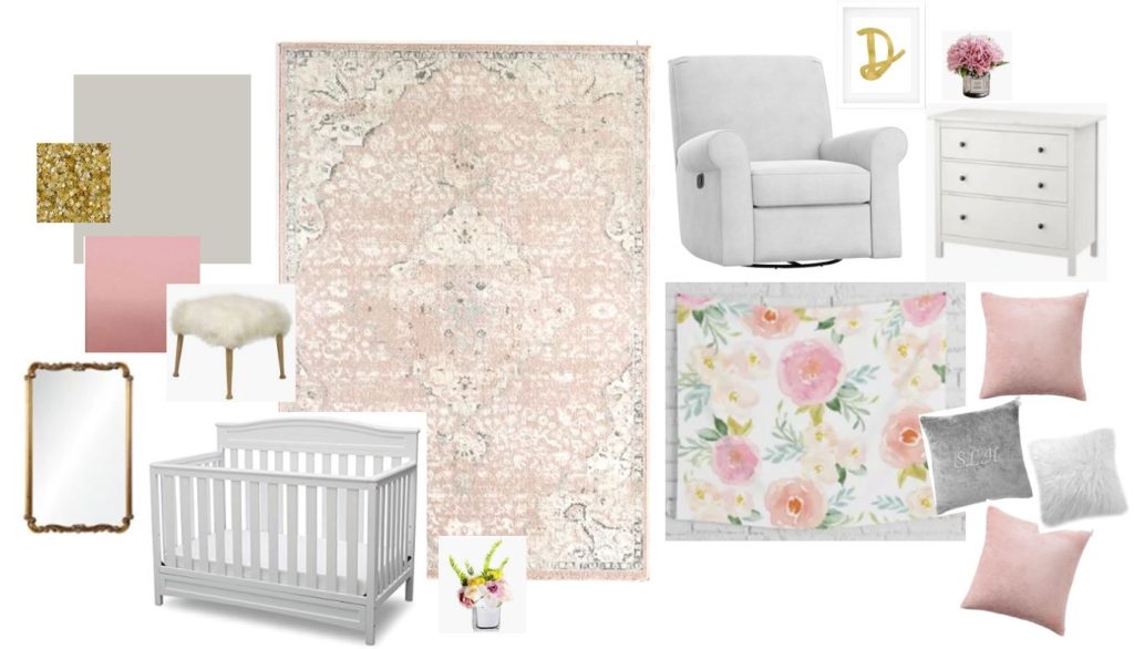 blush nursery, rose nursery, gold nursery, girl nursery ideas, nursery ideas, nursery decor, grey nursery decor, nursery inspiration